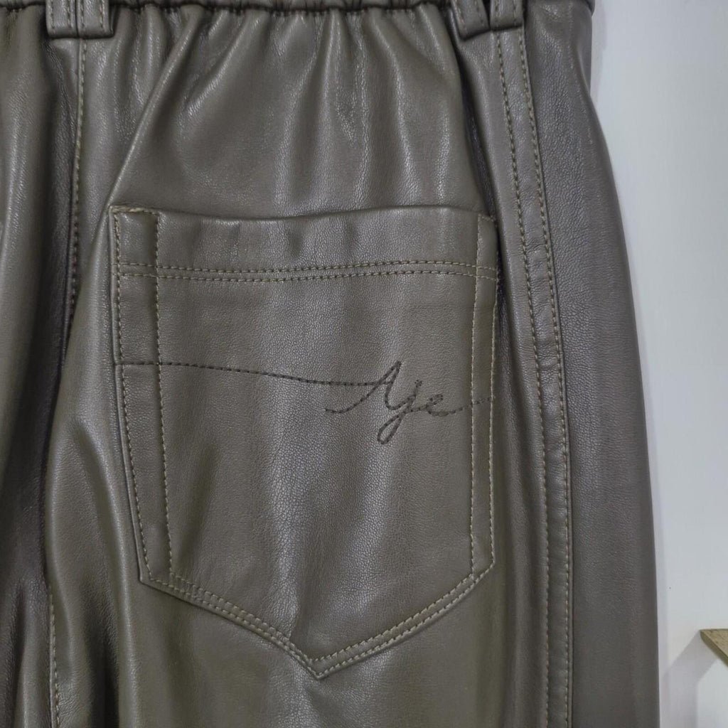 Khaki faux leather Aje pants 8