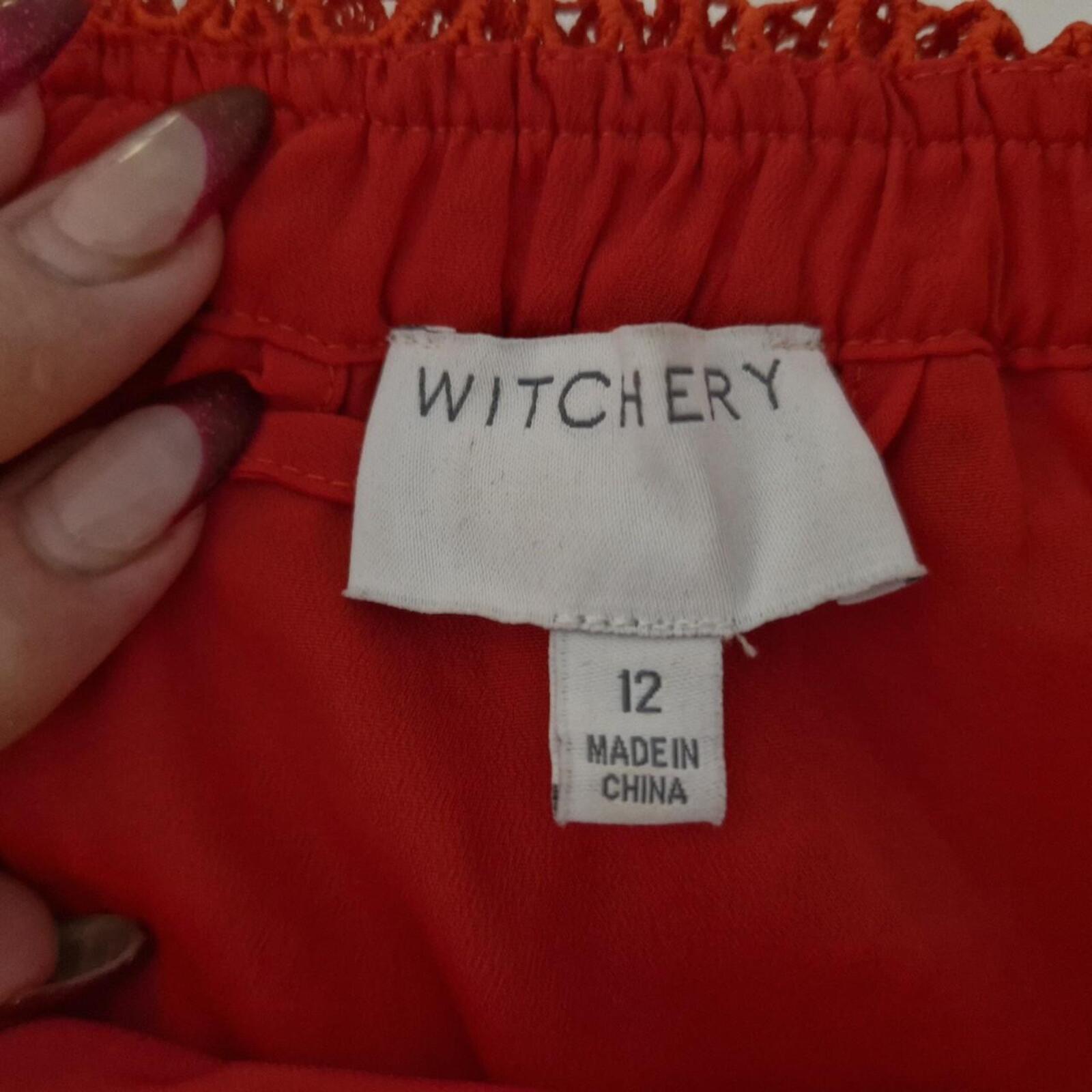 Witchery Red off the shoulder lace dress with belt 12