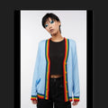 Dangerfield blue cardigan with rainbow trim 12
