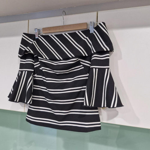 C/CT Off the shoulder black and white striped top 8