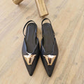Billini Myla Black leather slingback flats with gold hardware