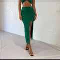 Bec & Bridge green maxi skirt with slit 6