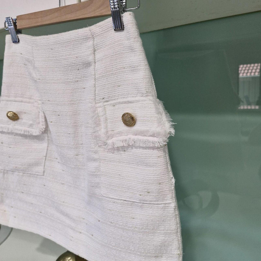 Sheike white mini skirt with pockets