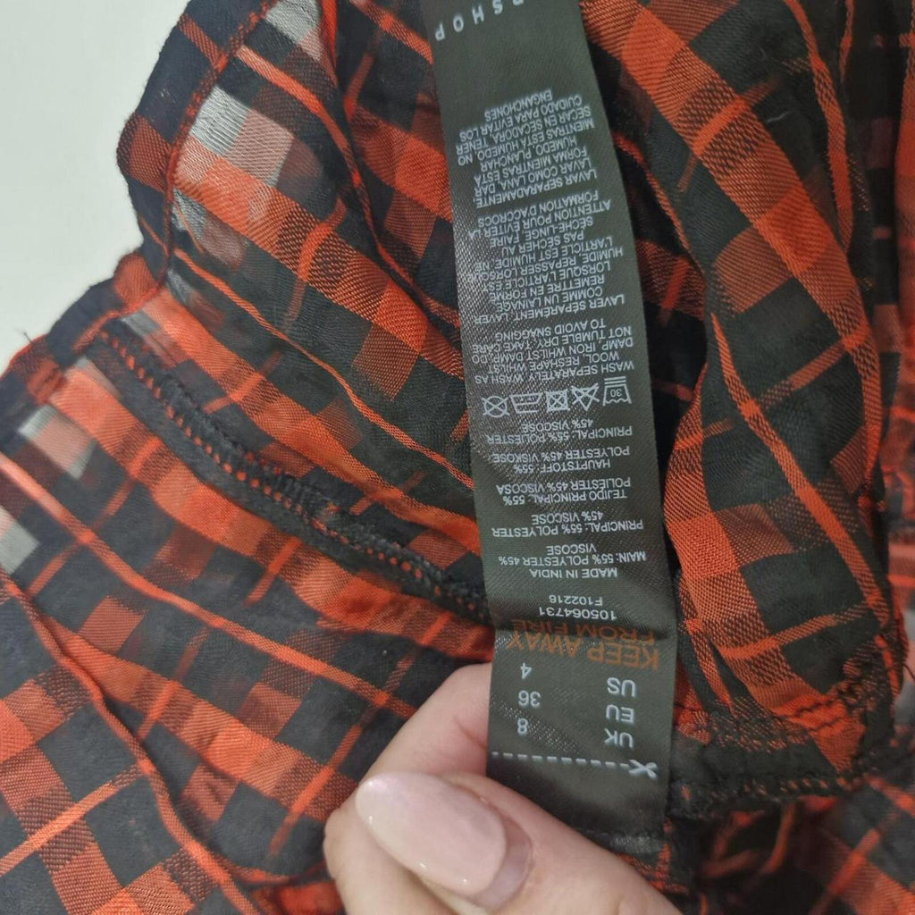 Topshop Checkered Highneck Blouse