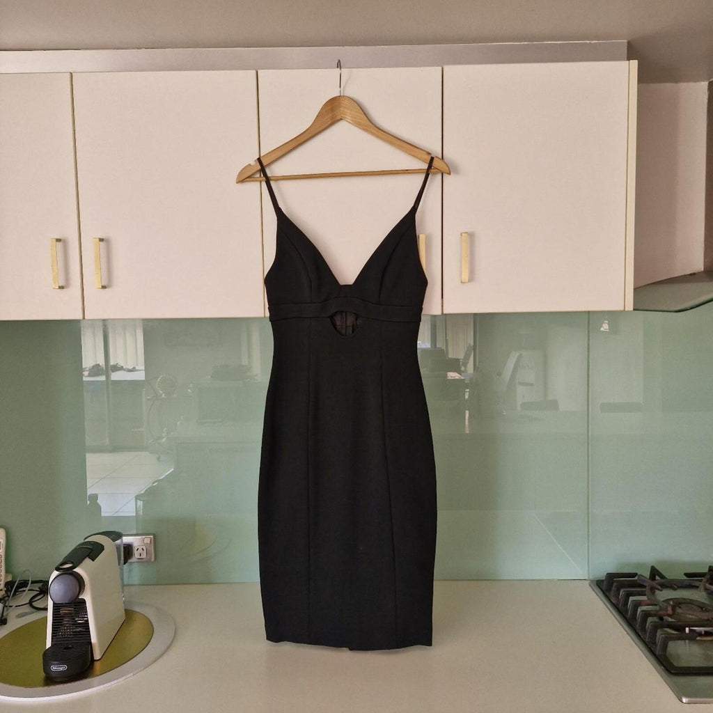 KOOKAÏ black bodycon dress with cut out detail. Size: 8