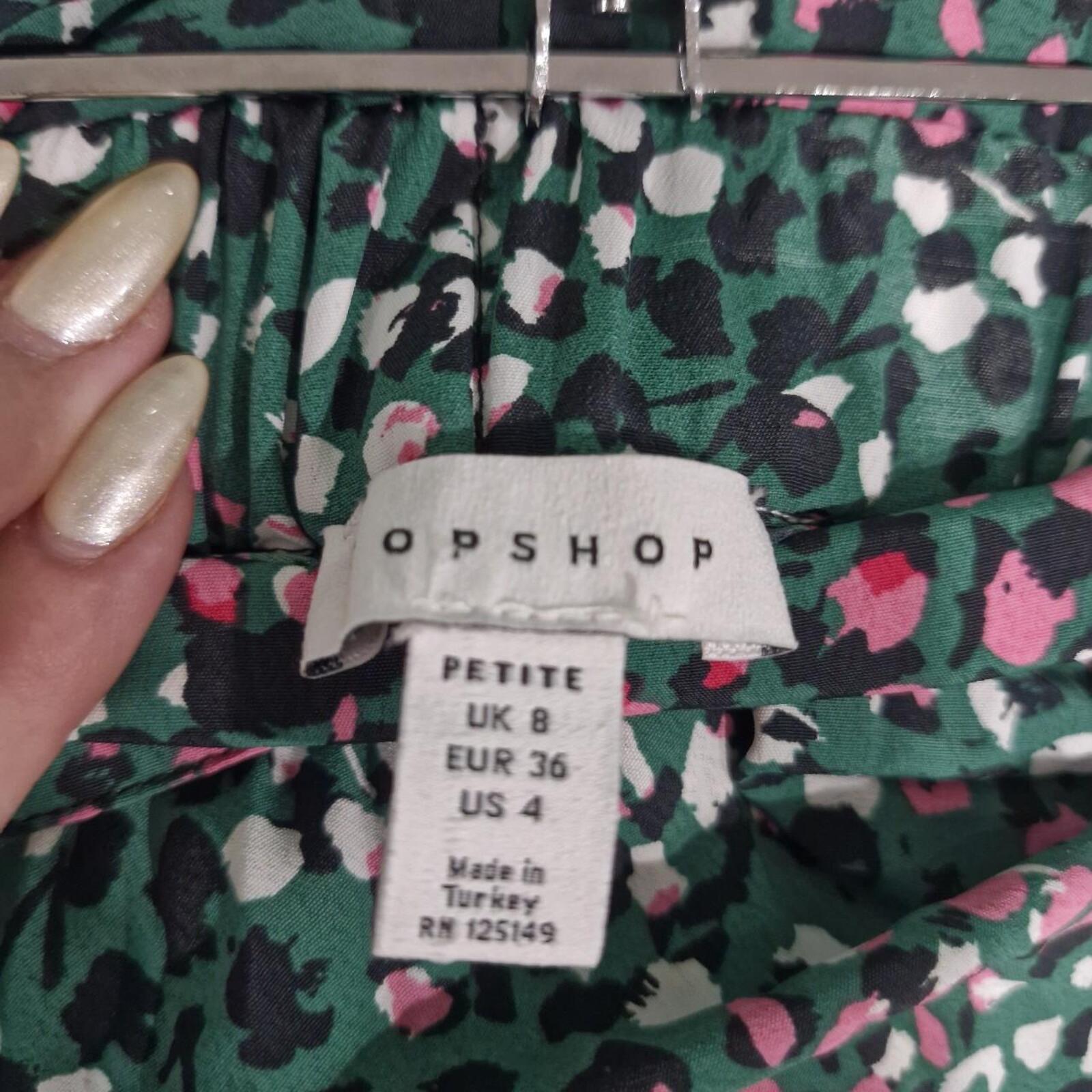 Topshop green floral assymetric midi skirt