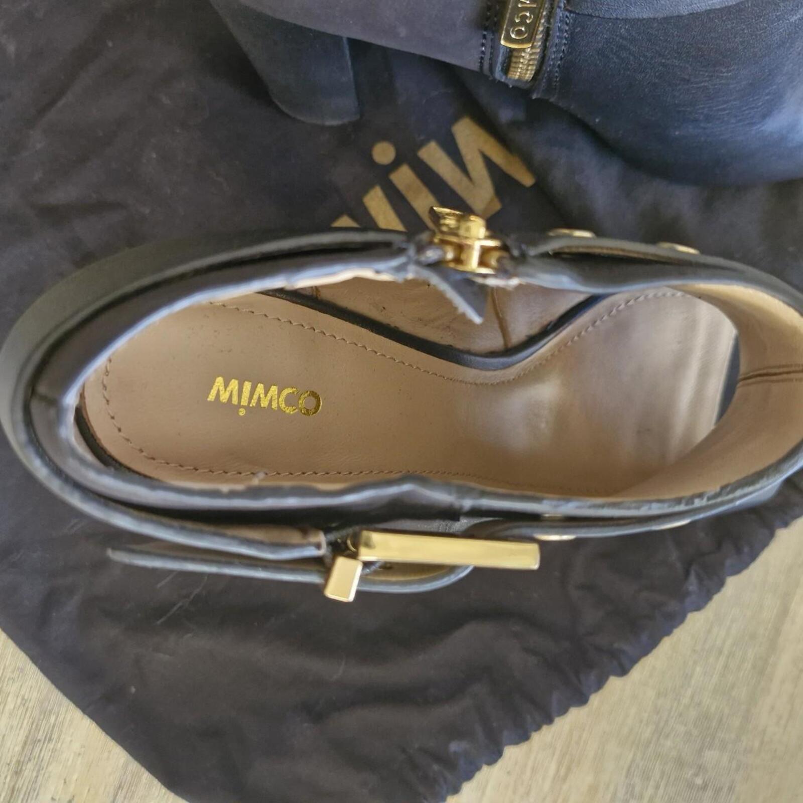 Mimco black leather buckle boots