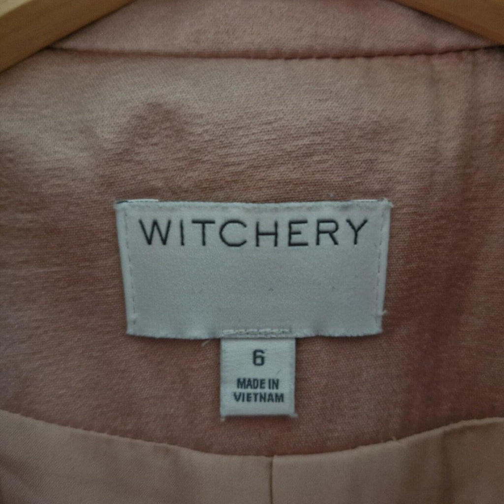 Witchery Pink Satin blazer with brown buttons 6