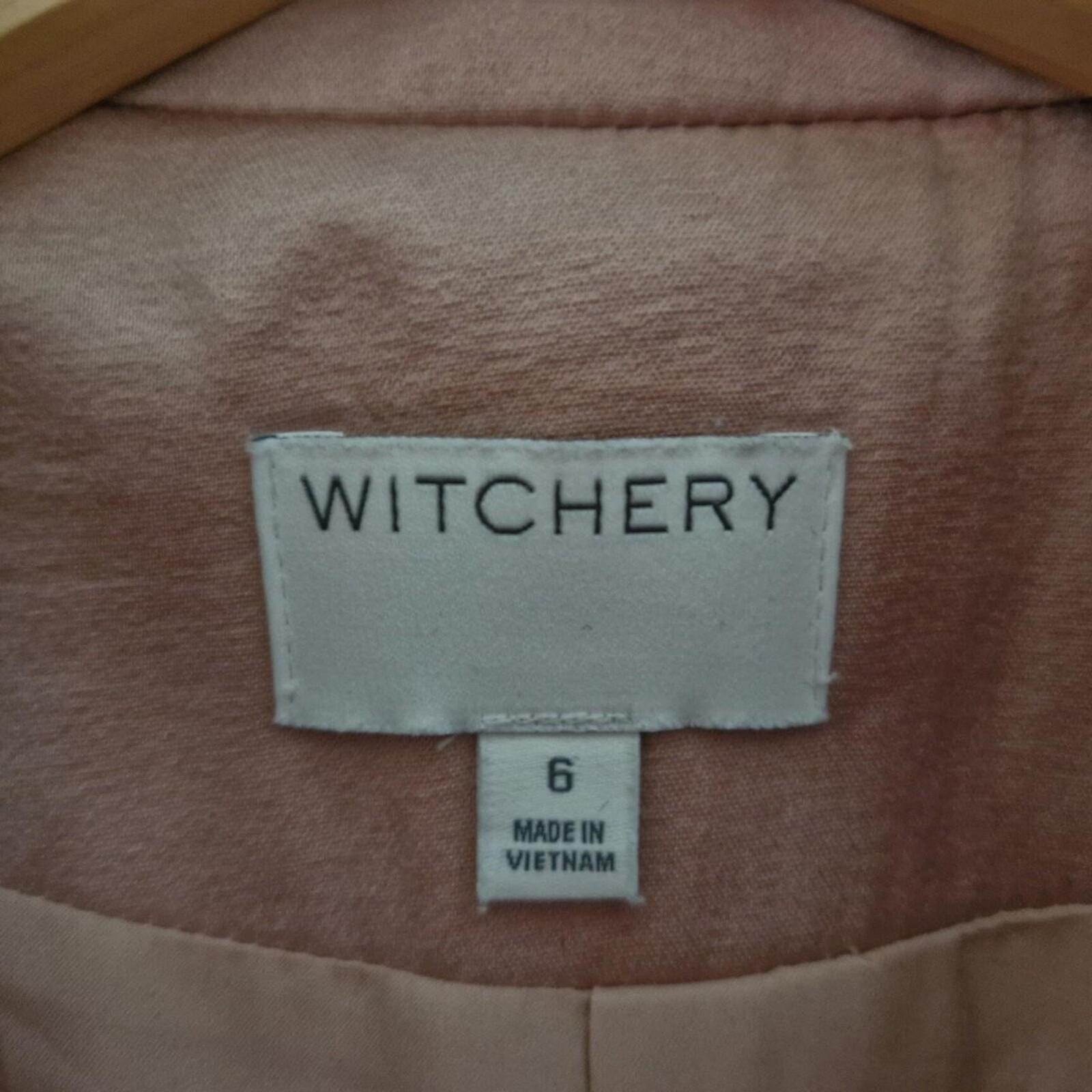 Witchery Pink Satin blazer with brown buttons 6