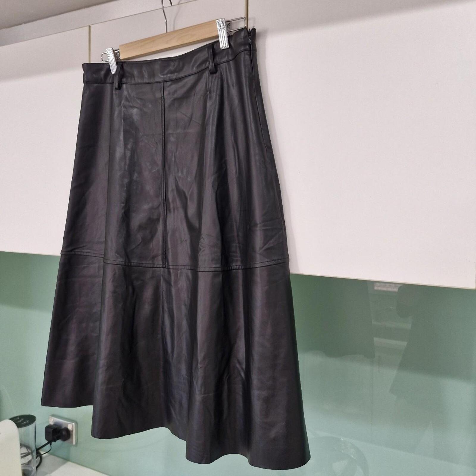 Black pleather midi skirt