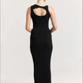 HENNE black maxi ribbed skirt