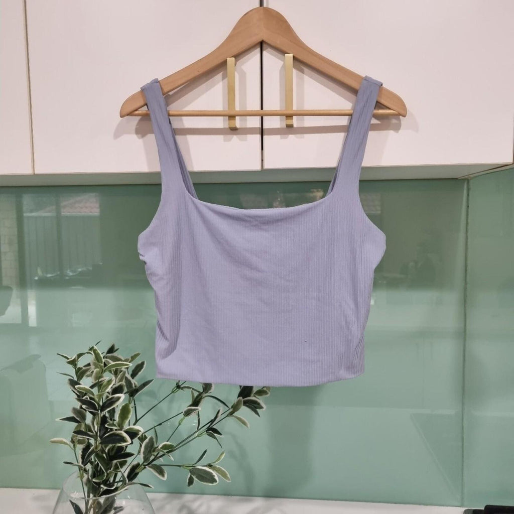 Kookai Pale Blue Ribbed Crop Top size 40-42