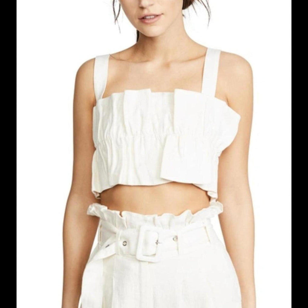 STEELE The Label cream ruffle crop top