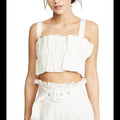 STEELE The Label cream ruffle crop top