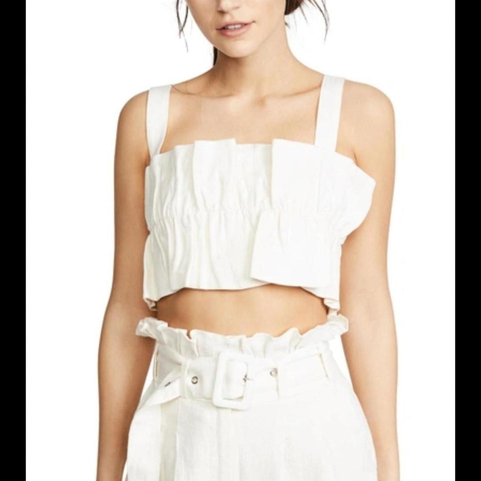 STEELE The Label cream ruffle crop top