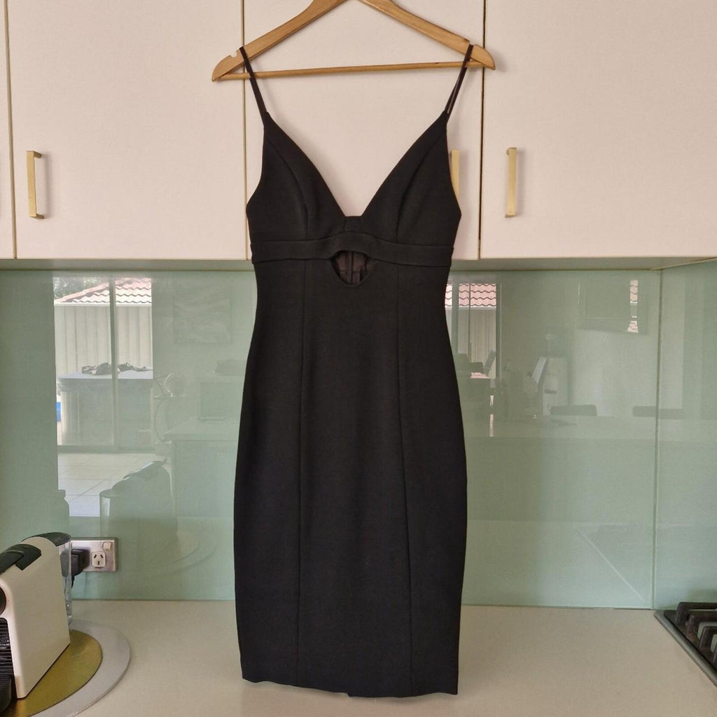 KOOKAÏ black bodycon dress with cut out detail. Size: 8