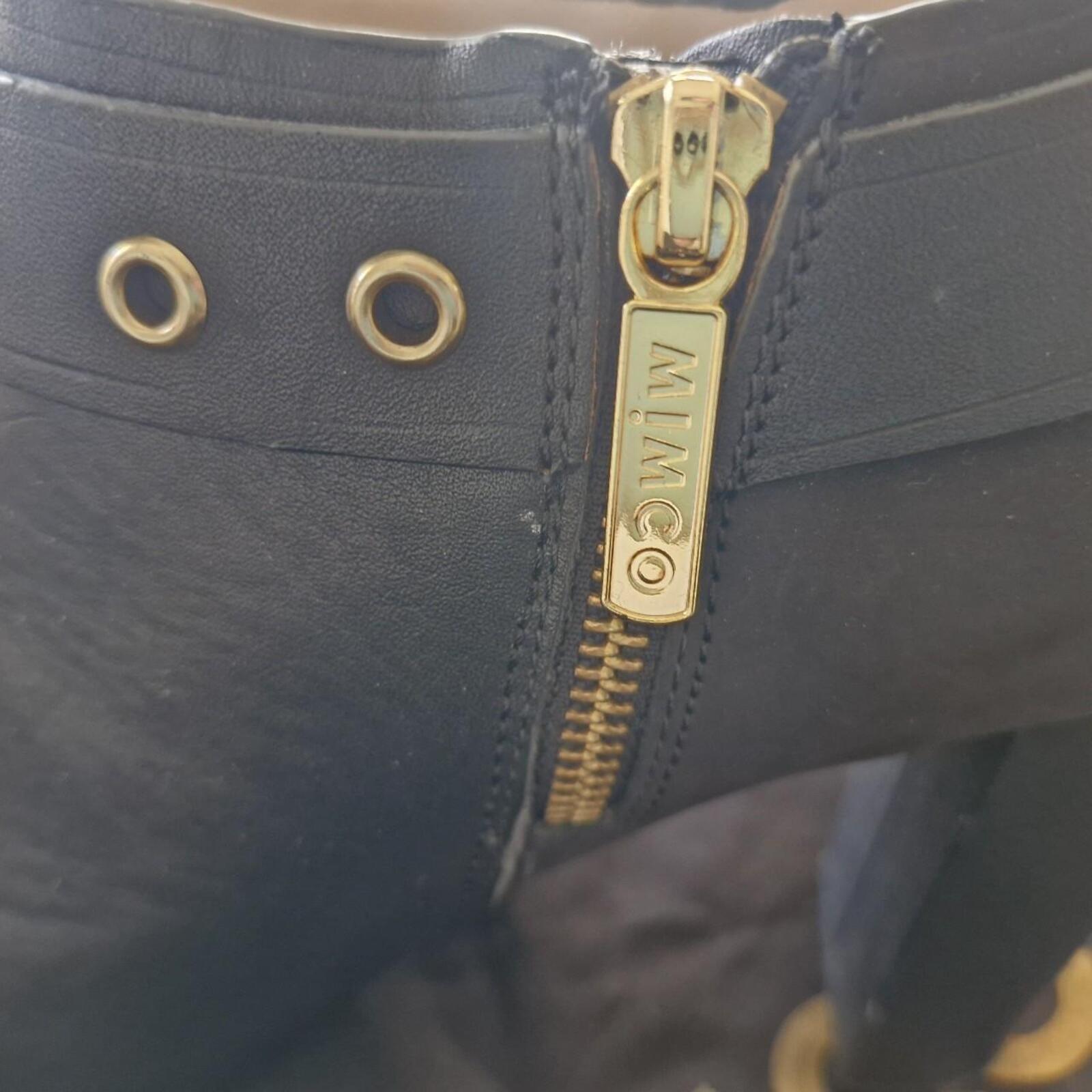Mimco black leather buckle boots