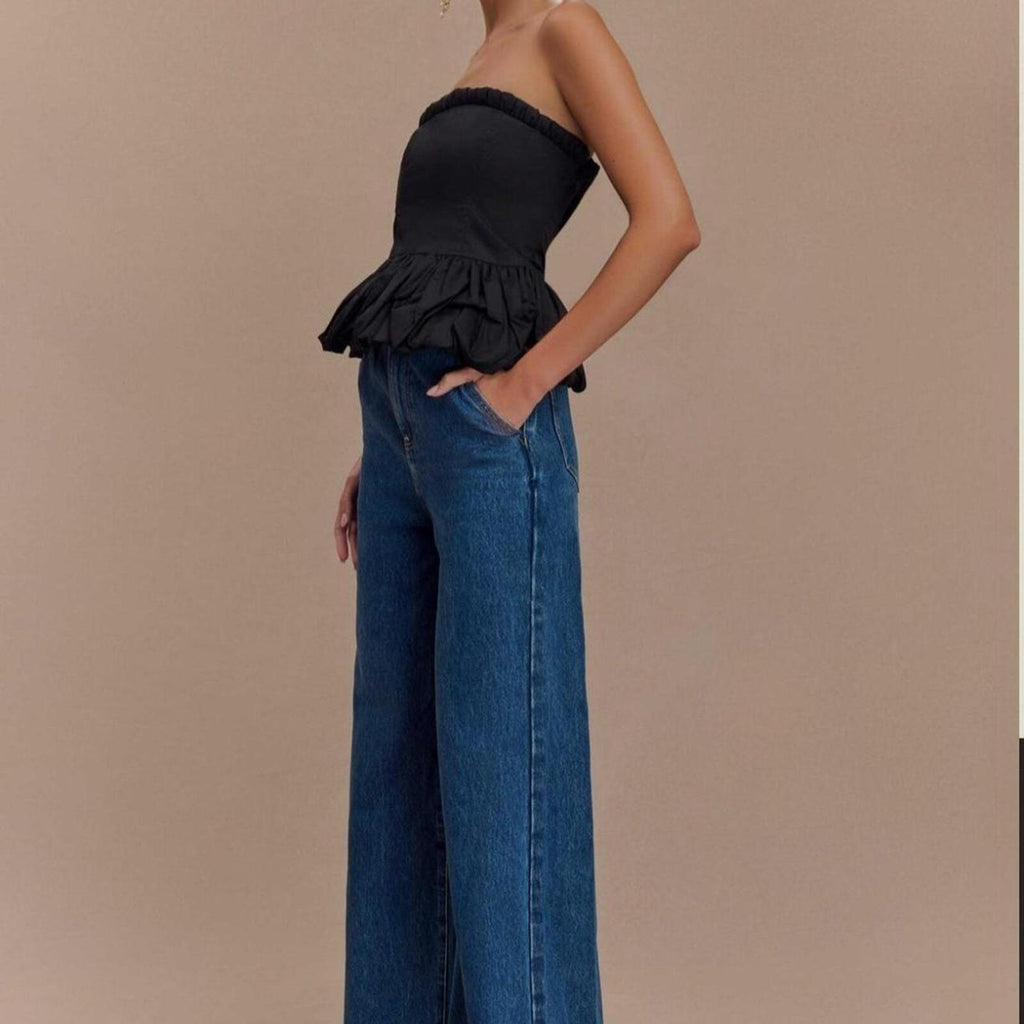 Meshki Cora black strapless top