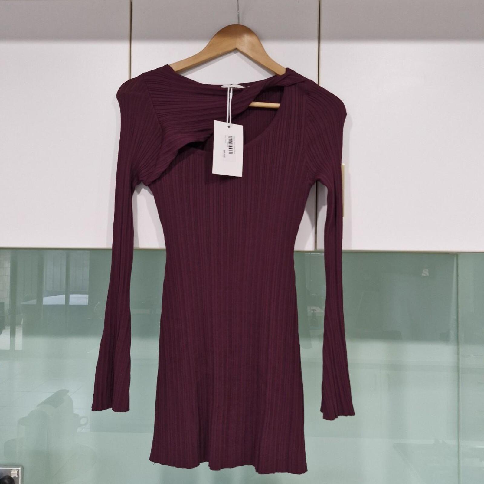 Bronze Snake Maven Burgundy long sleeve mini dress with cut out detail