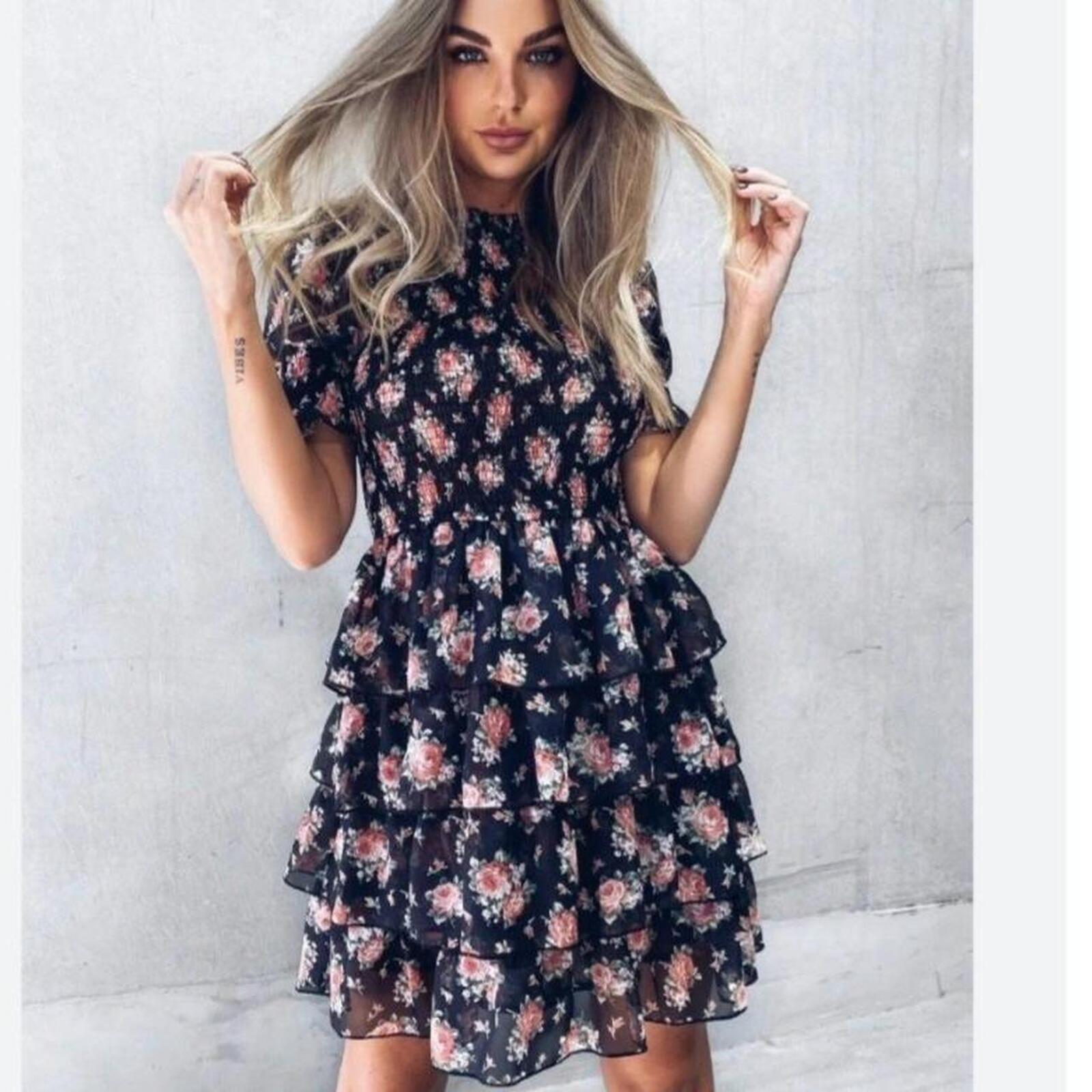Her Fox The Label black floral mini dress