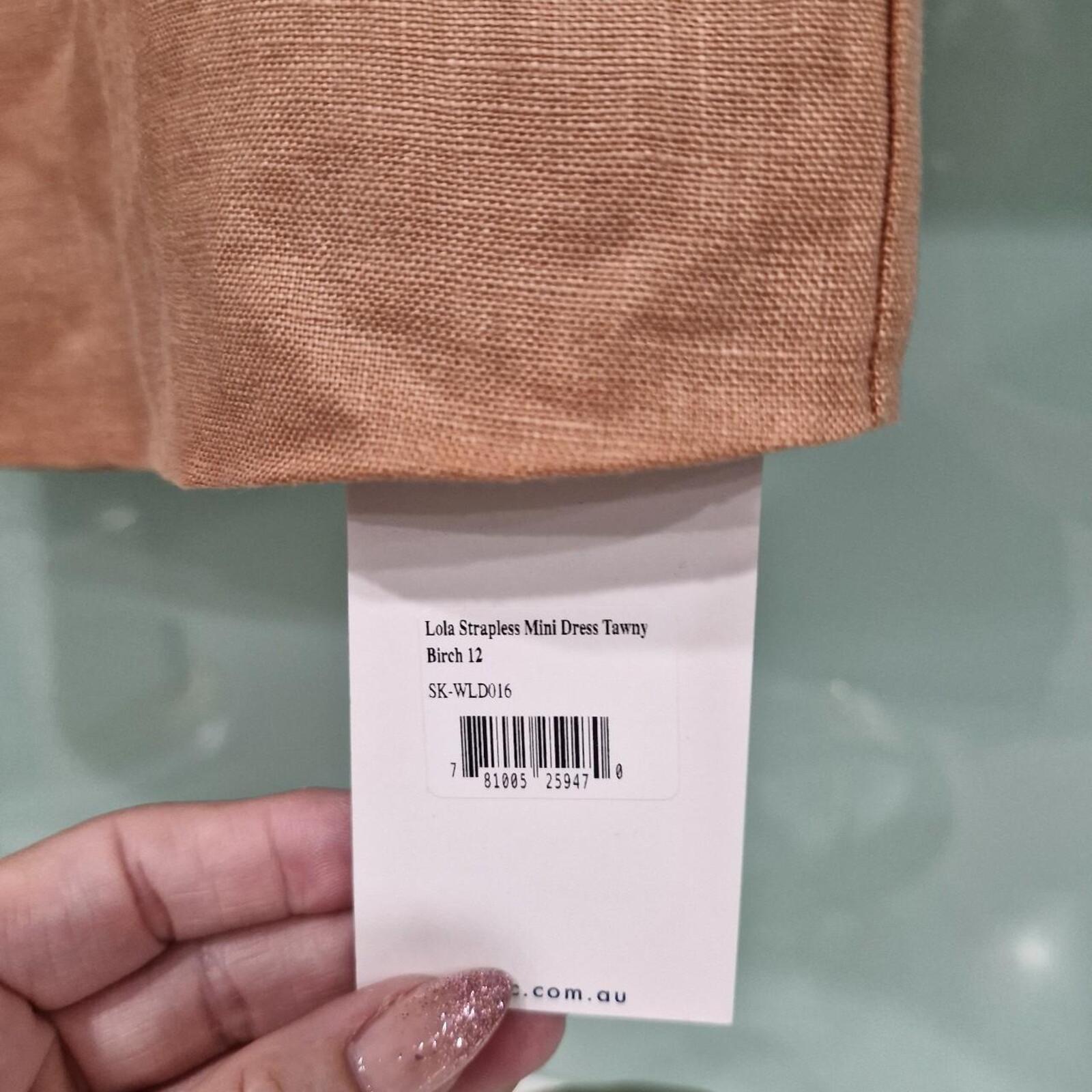 ORTC Lola strapless mini dress in tawny birch