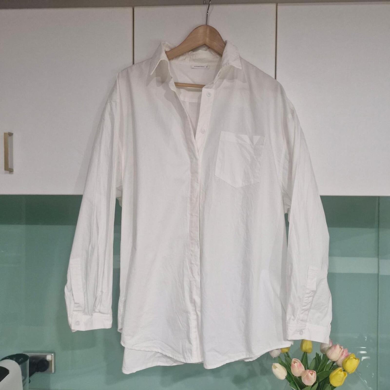 Charcoal Oversized Off  White Shirt