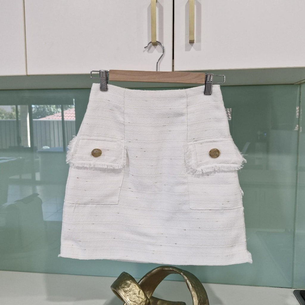 Sheike white mini skirt with pockets