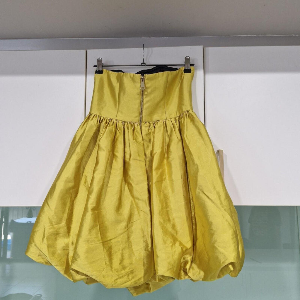 Gold Satin RSVP Sheike Strapless Bubble dress 6