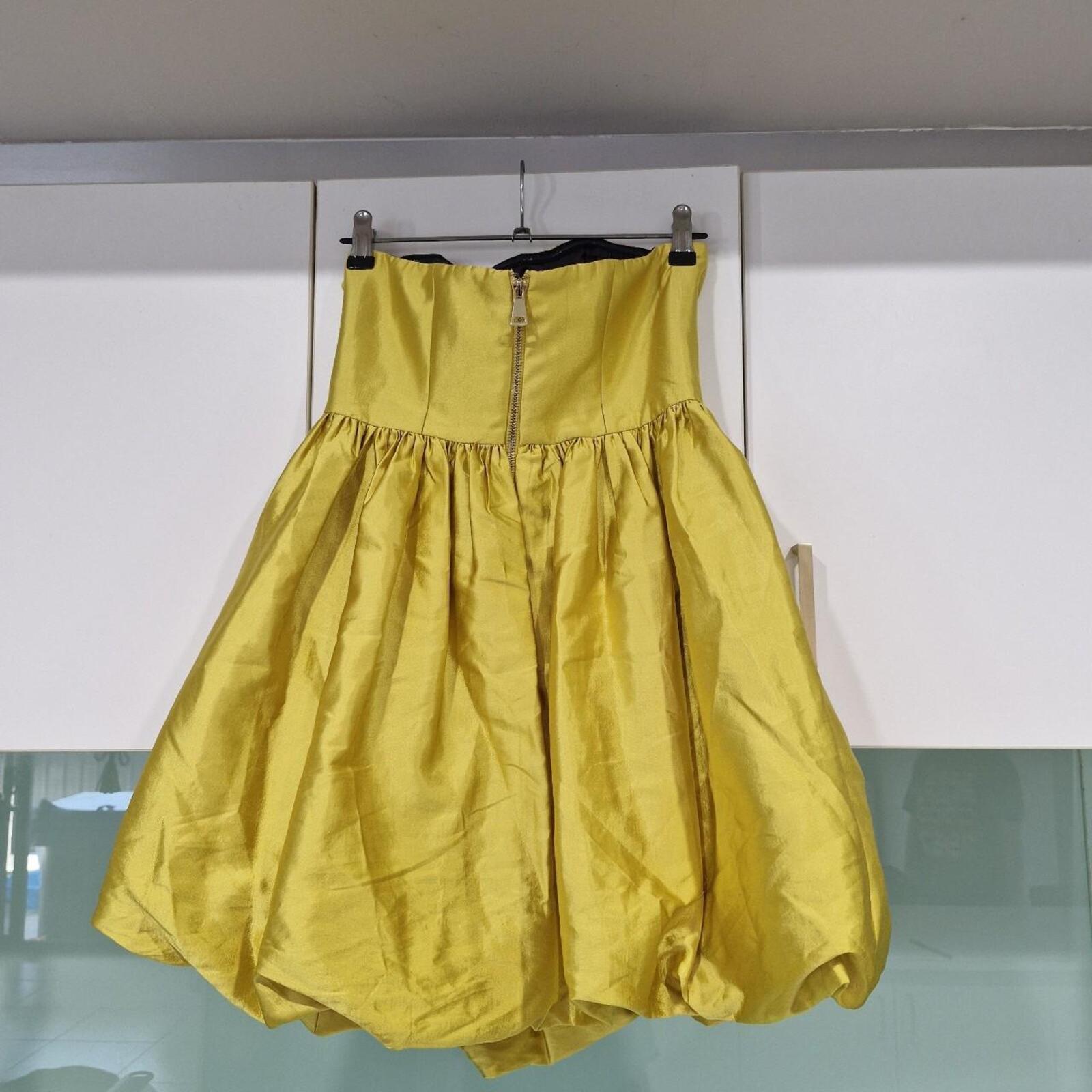 Gold Satin RSVP Sheike Strapless Bubble dress 6