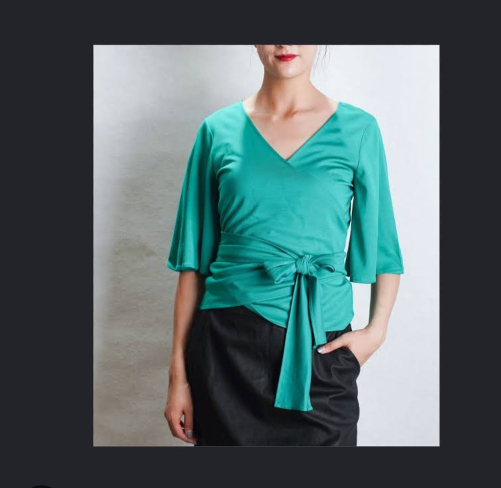 Witchery Wrap Green Top L