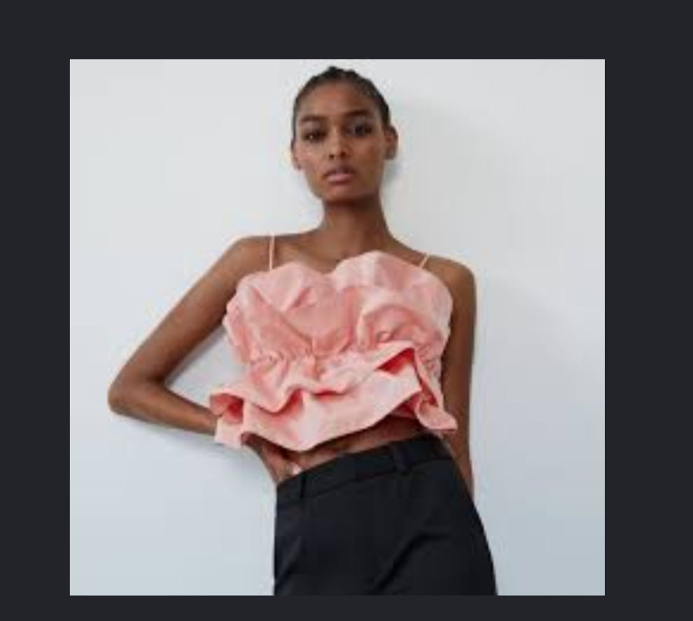 Zara Voluminous Taffeta Crop Top  XS