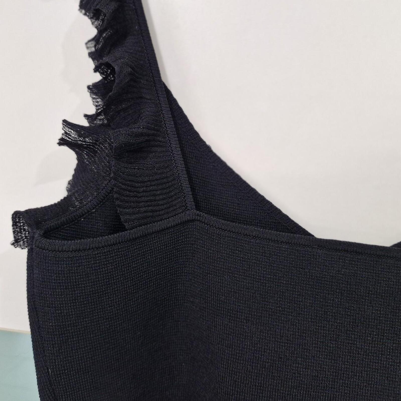 Forever New black crop top with ruffle details 12