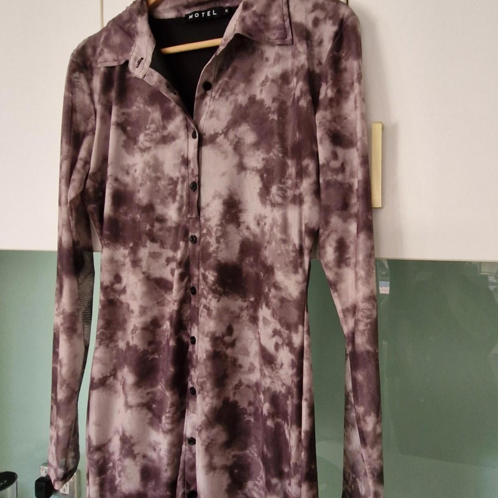 Motel Rocks purple tie dye shirt dress