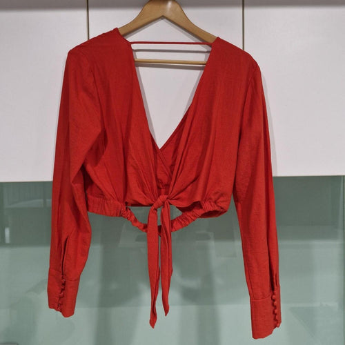 Bardot Tie Back Crop Top
