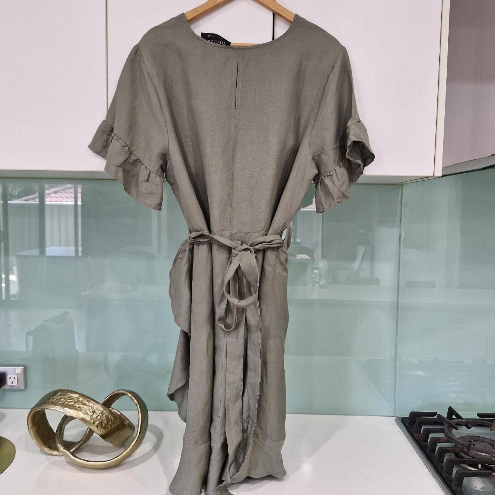 Decjuba Maya Green ruffle dress with tie back detail 14