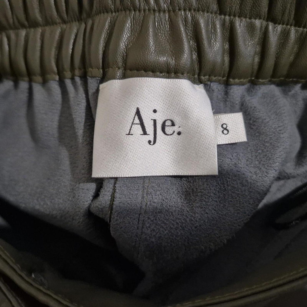 Khaki faux leather Aje pants 8