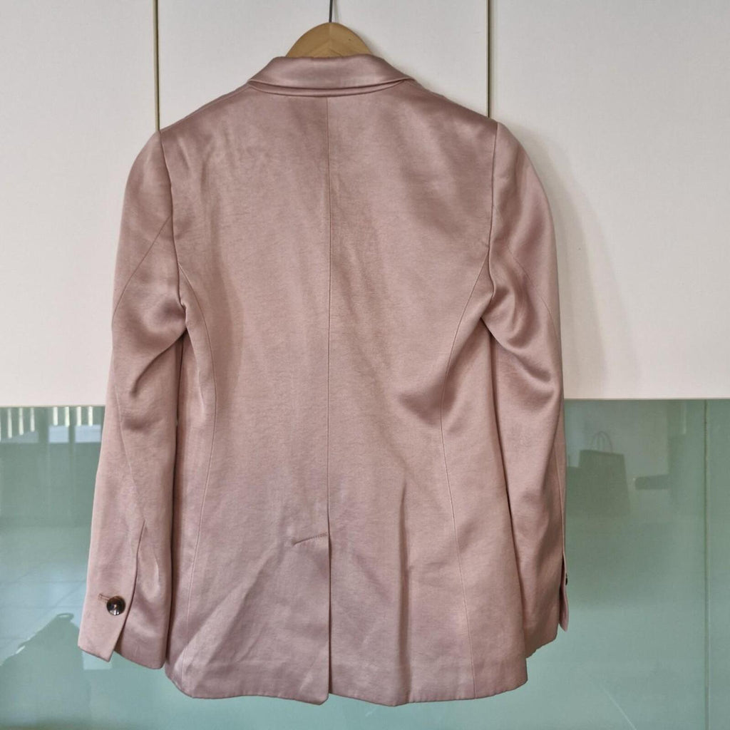 Witchery Pink Satin blazer with brown buttons 6
