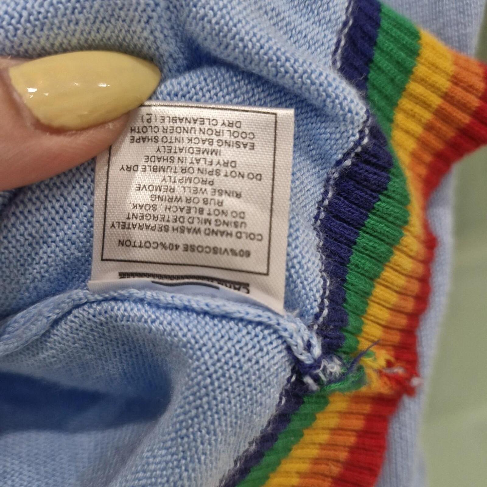 Dangerfield blue cardigan with rainbow trim 12