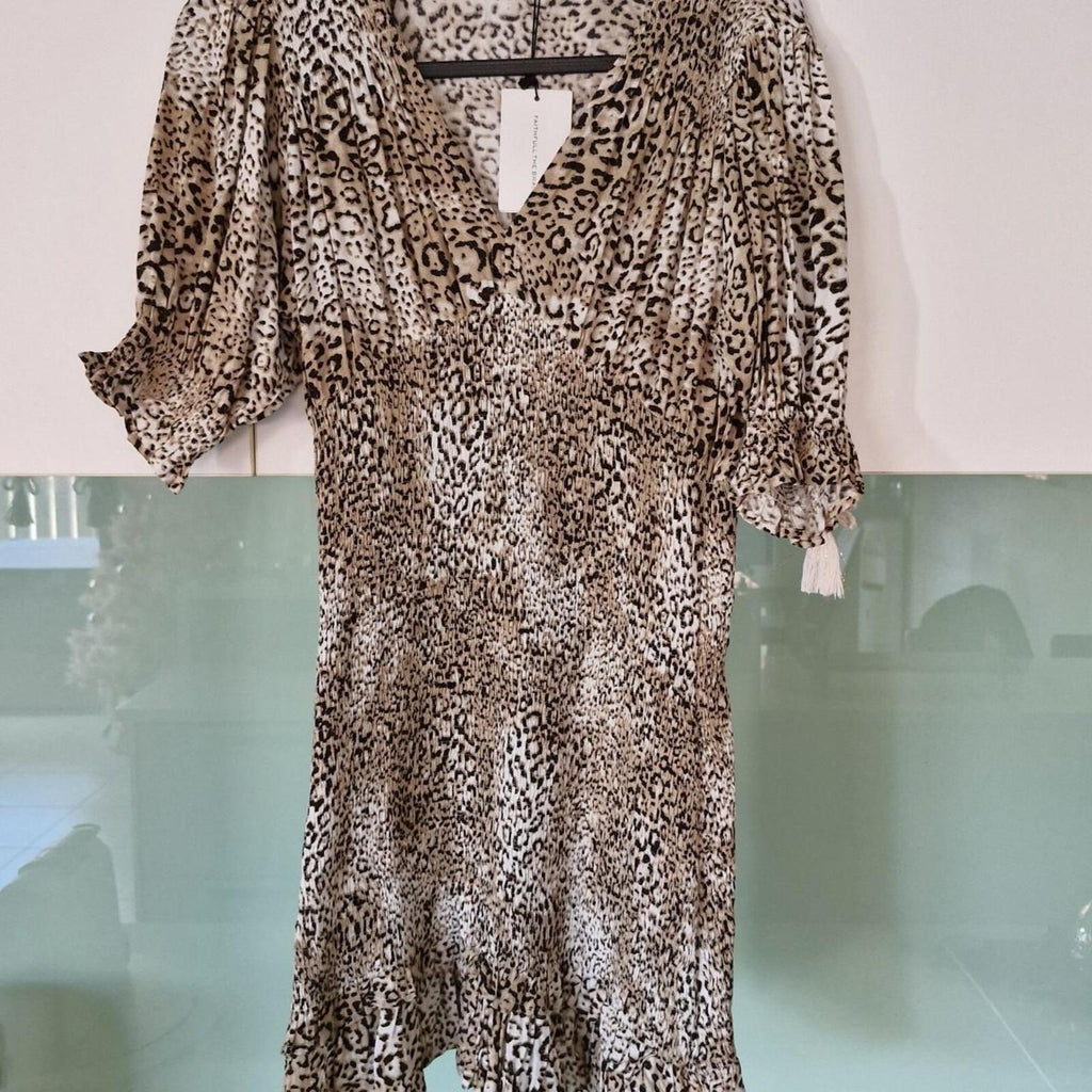 Faithfull The Brand leopard print shirred mini dress 8