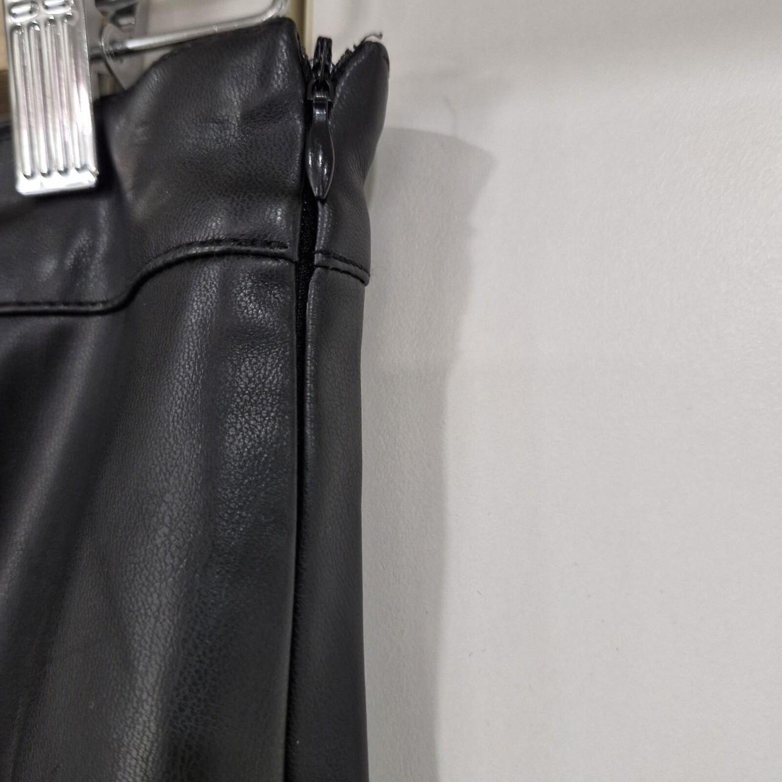 Black pleather midi skirt