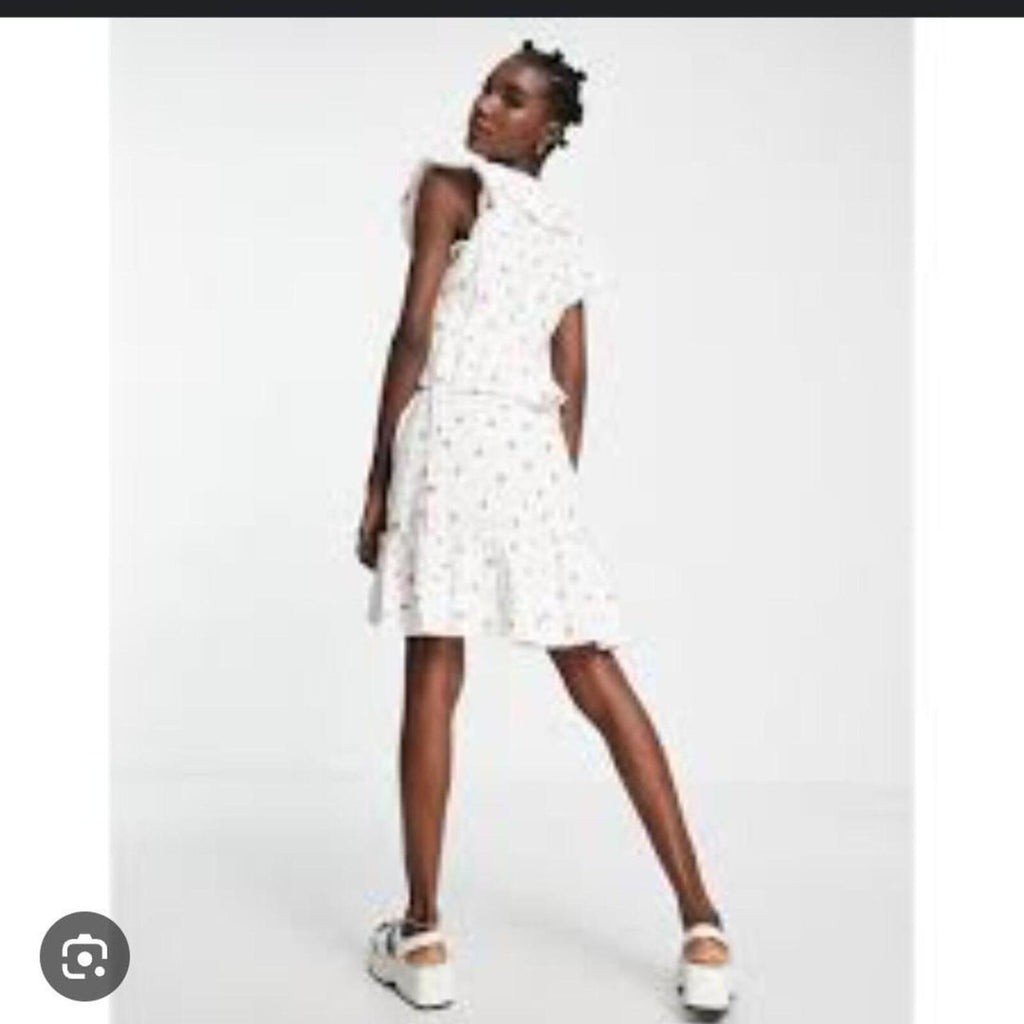 YAS Wrap Ruffle Dress With Strawberriy Print