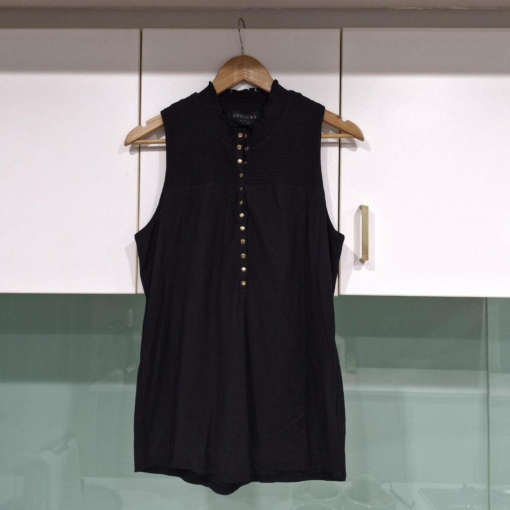 Decjuba Cotton Top With Gold Buttons L