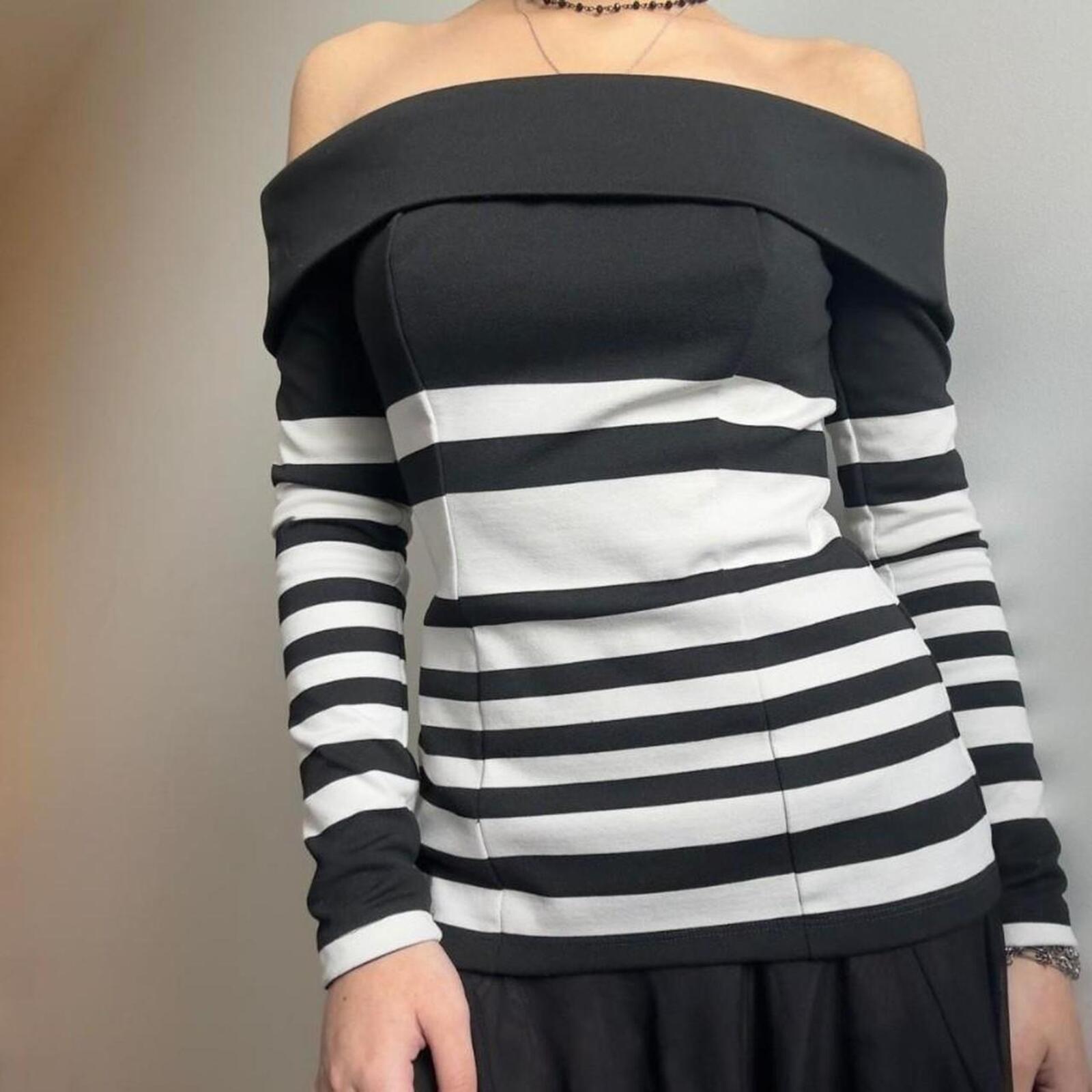 Kookai Striped Off Shoulder Top 10