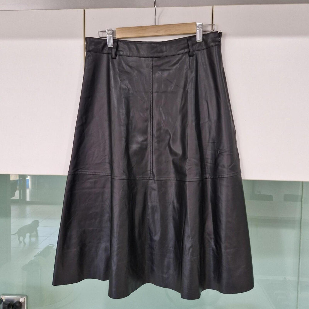 Black pleather midi skirt