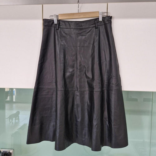 Black pleather midi skirt