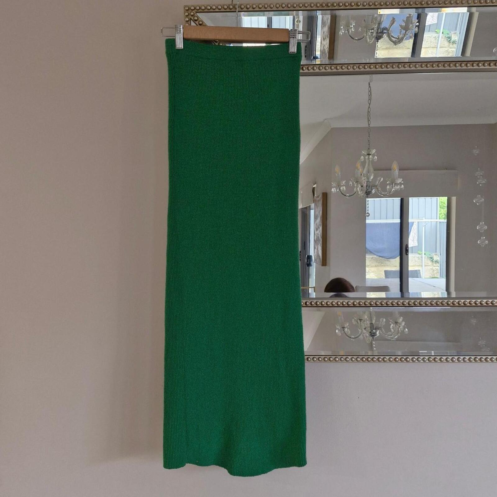 Bec & Bridge green maxi skirt with slit 6