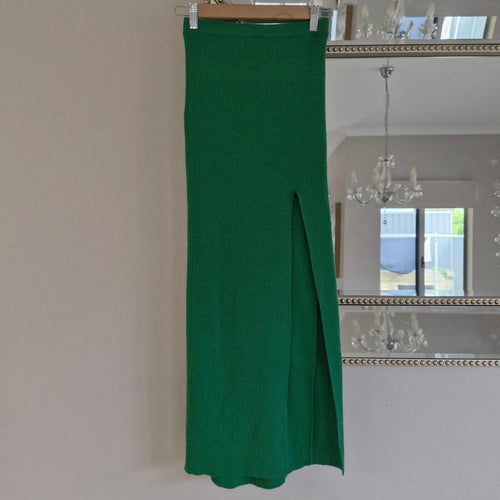 Bec & Bridge green maxi skirt with slit 6