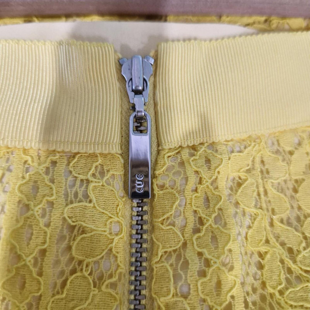 Cue yellow lace midi skirt