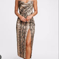 MESHKI Snakeskin Print Maxi Dress
