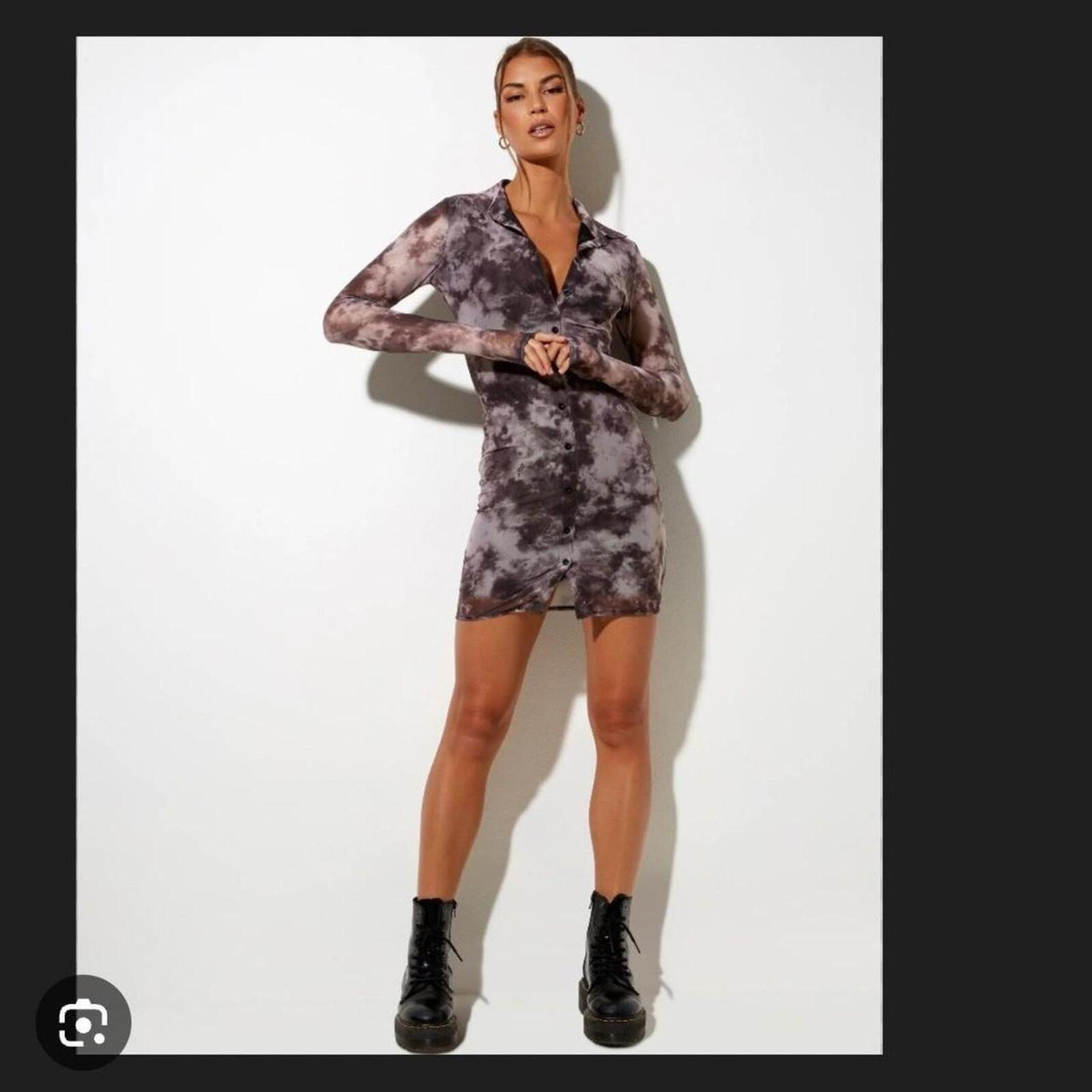 Motel Rocks purple tie dye shirt dress